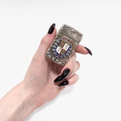 Antique Sterling Silver & Enamel Spanish Coat of Arms Matchsafe