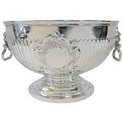Antique Sterling Silver English Bowl with Lion Mask Ring Handles