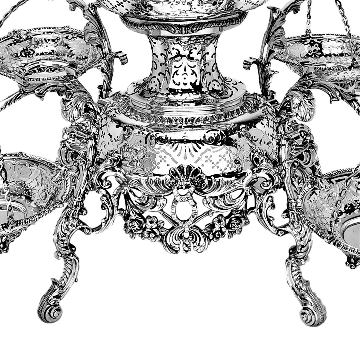 Antique Sterling Silver Epergne Centrepiece 1909 18th Century Georgian Style In Good Condition In London, GB