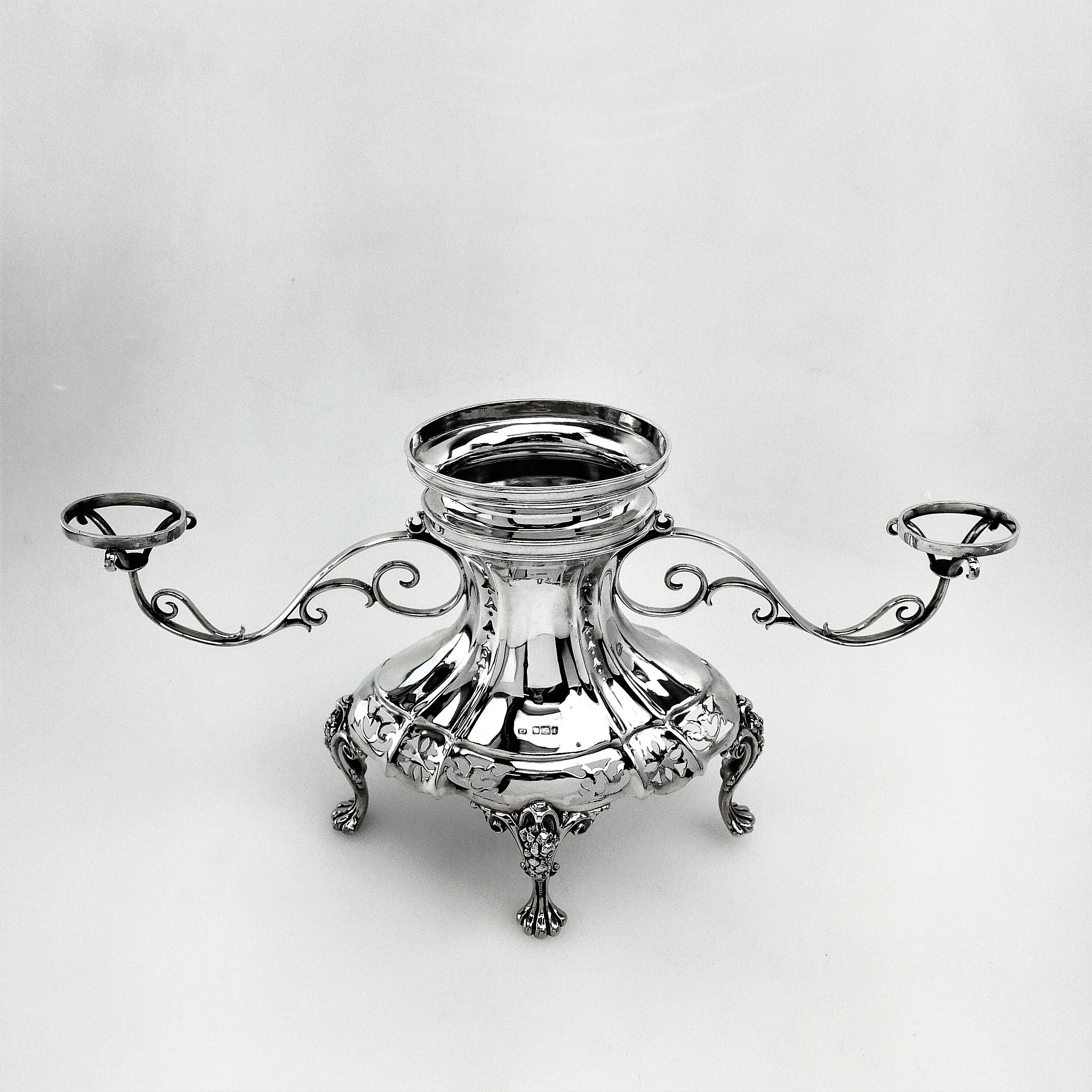 English Antique Sterling Silver Epergne / Centrepiece / Vase 1911 For Sale