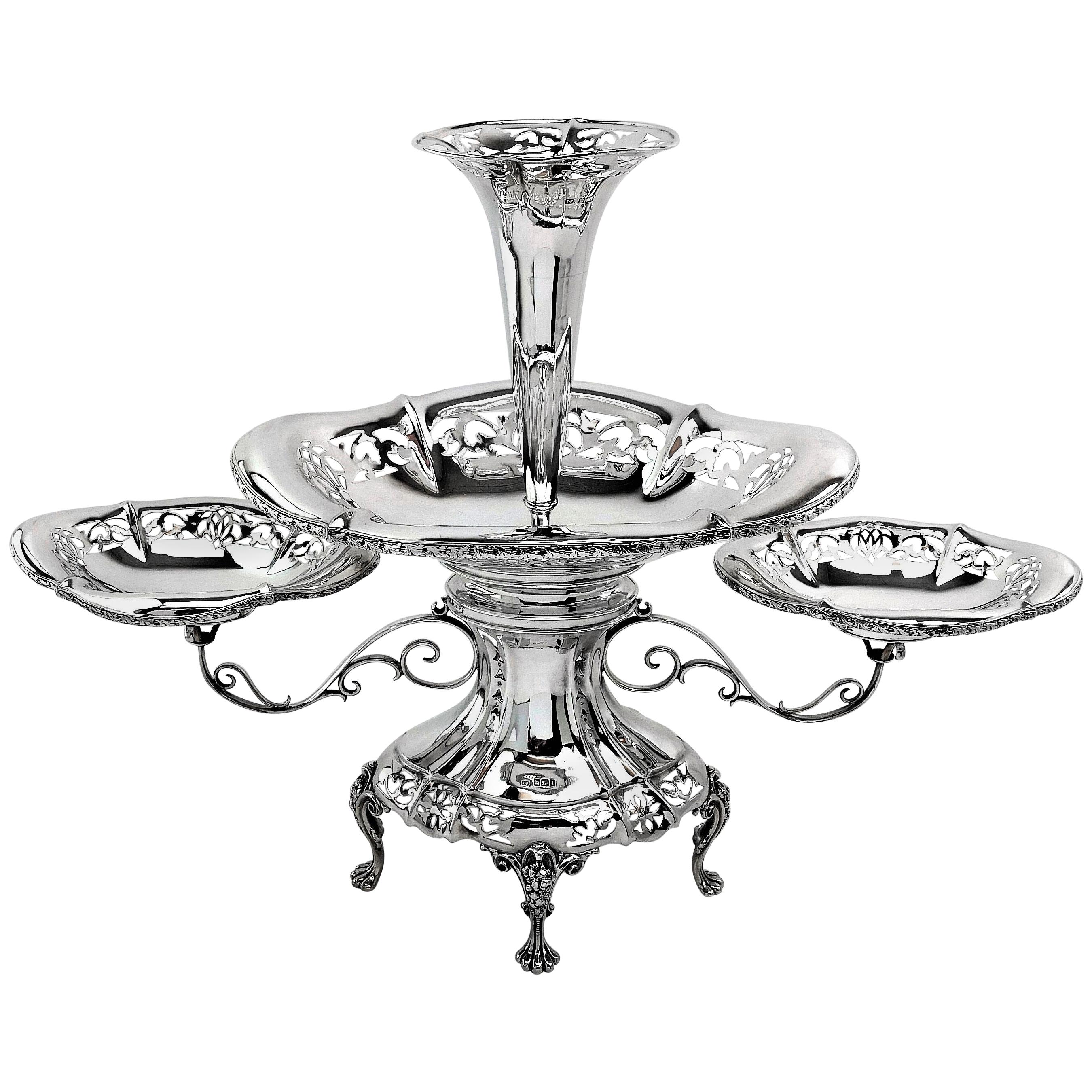 Antique Sterling Silver Epergne / Centrepiece / Vase 1911 For Sale