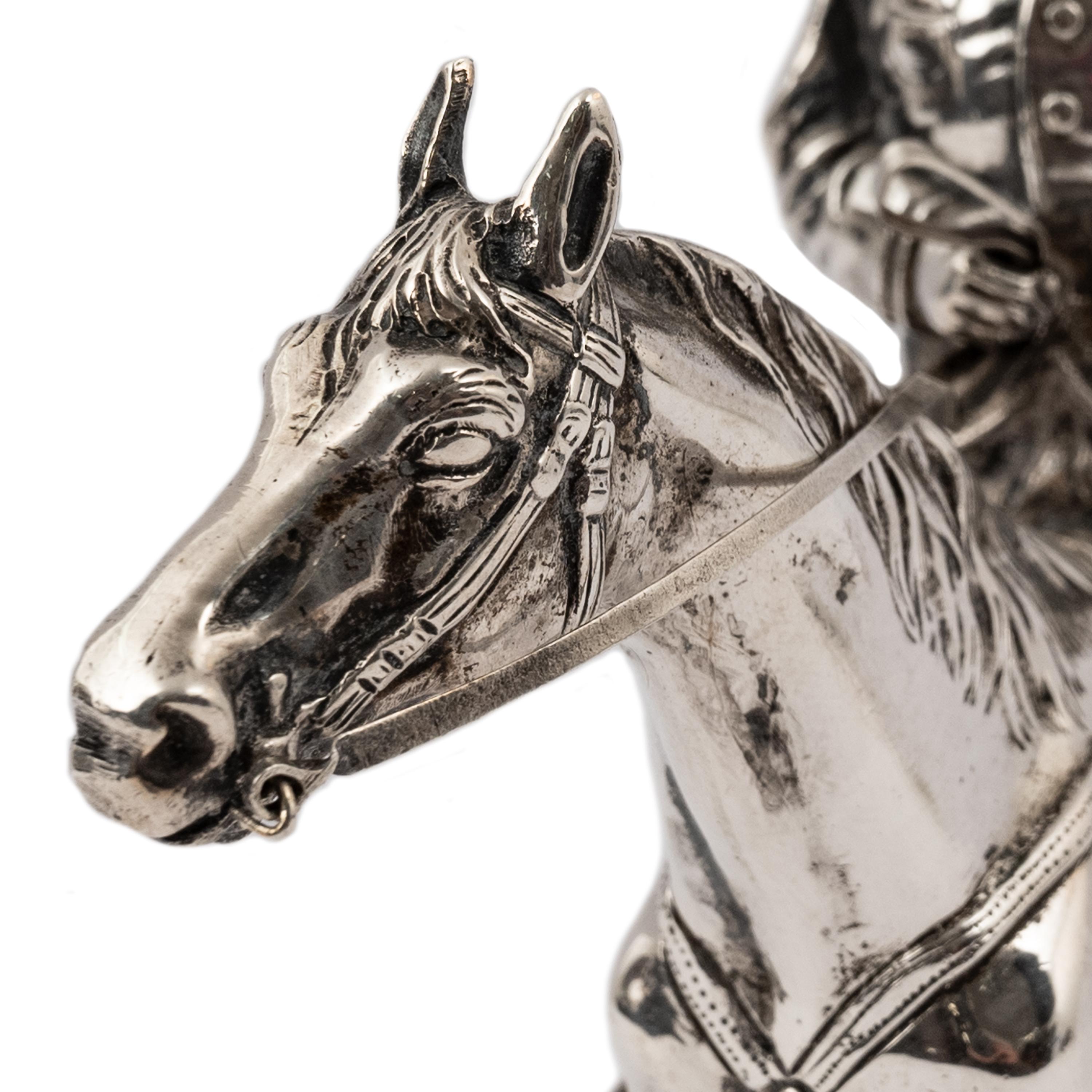 Antique Sterling Silver Equestrian Horse & Rider Dressage Statue Sculpture 1920 For Sale 3