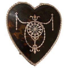 Antique Sterling Silver Faux Tortoiseshell Heart-Shaped Jewellery Box byJ.Deakin