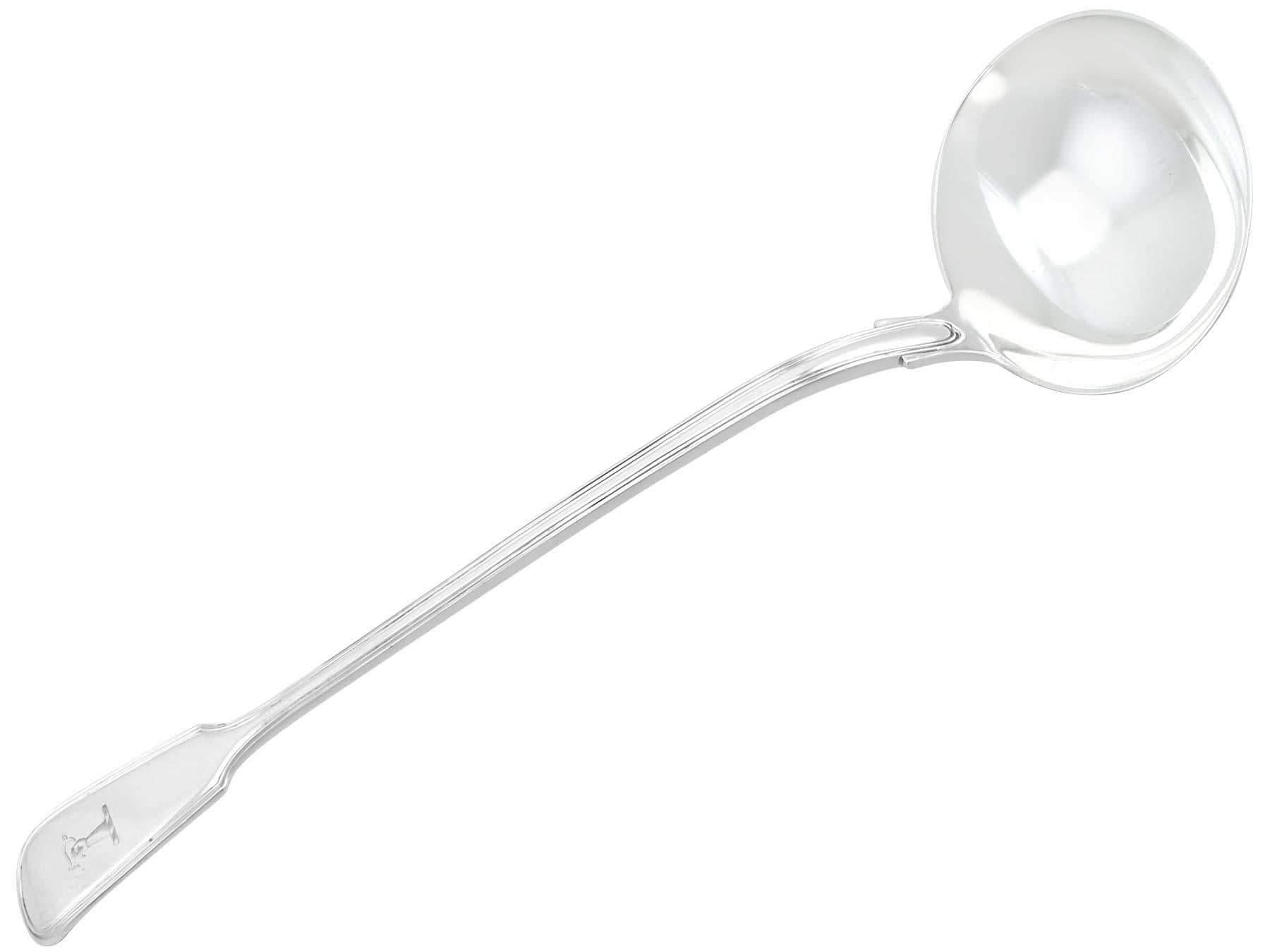 English Antique Sterling Silver Fiddle and Thread Pattern Gravy Spoon and Sauce Ladle Se