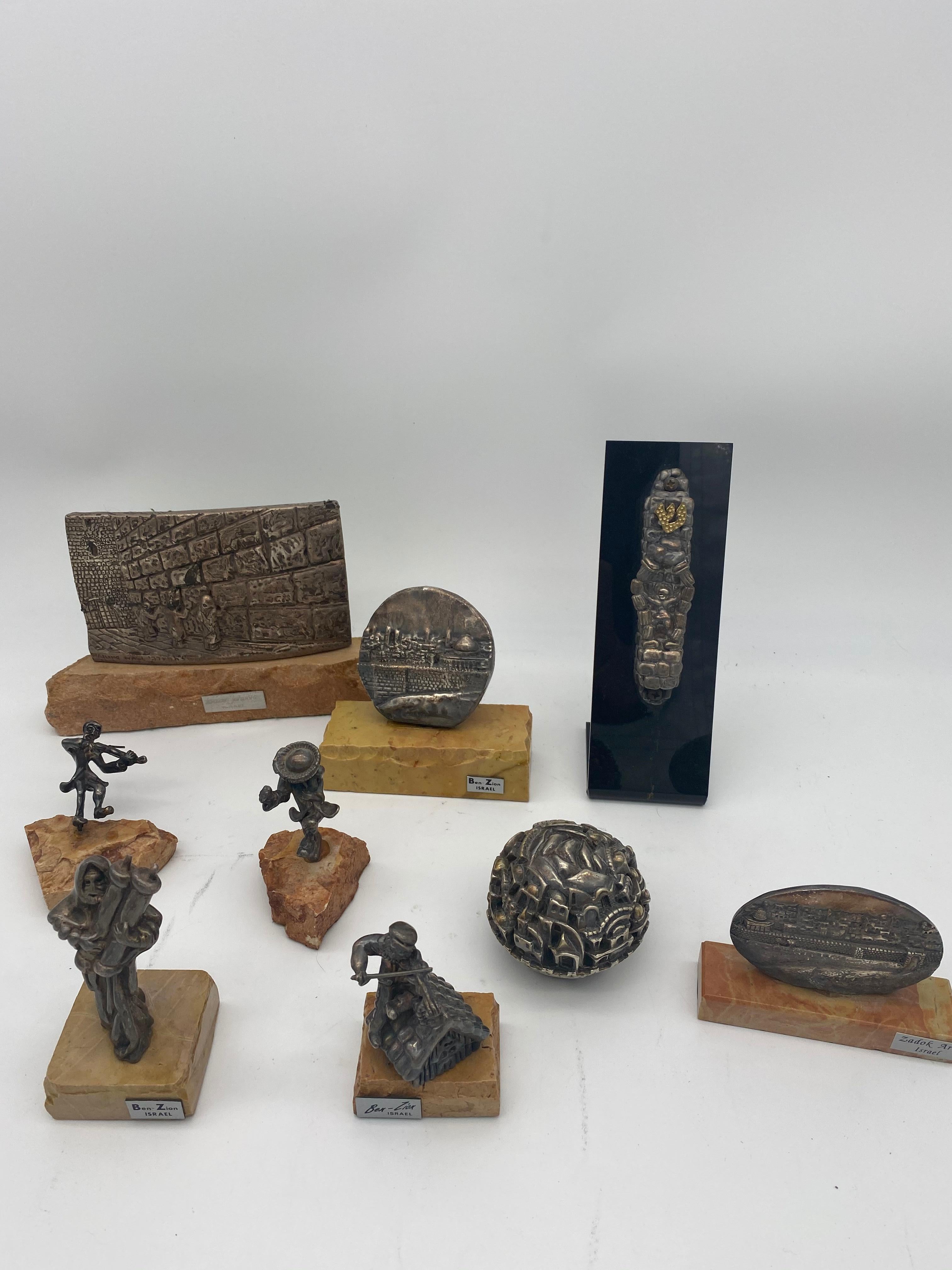 9 figurines anciennes en argent sterling originaires d'Israël. Voir les images pour les figurines en détail et les mesures de chacune.