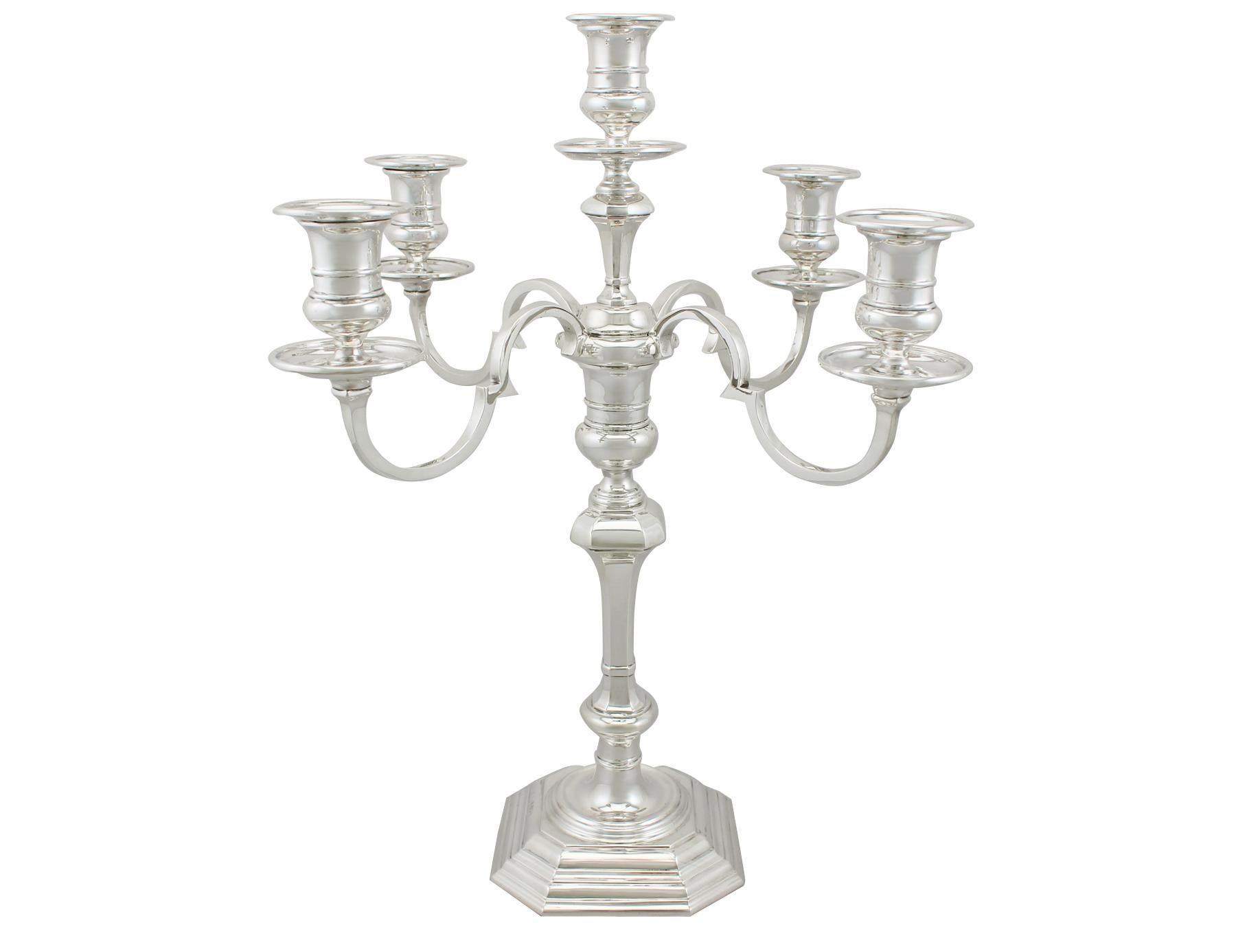 Antique Sterling Silver Five Light Candelabra, 1919 In Excellent Condition In Jesmond, Newcastle Upon Tyne