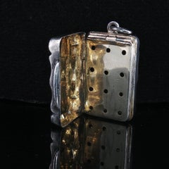Antique Sterling Silver Floral Double Compartment Vinaigrette Victorian Pendant