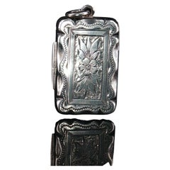Antique Sterling Silver Floral Double Compartment Vinaigrette Victorian Pendant