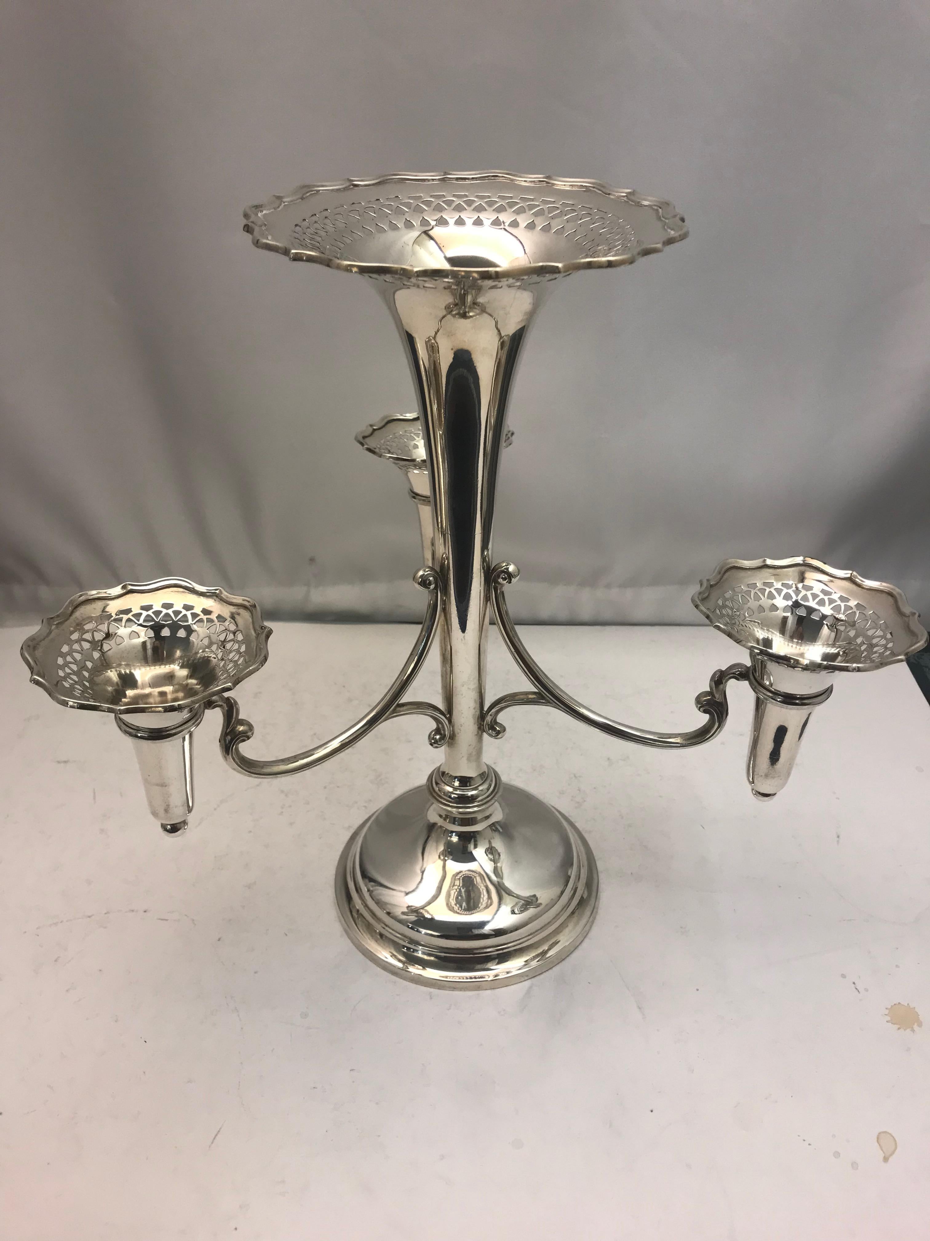 English Antique Sterling Silver Flower Epergne