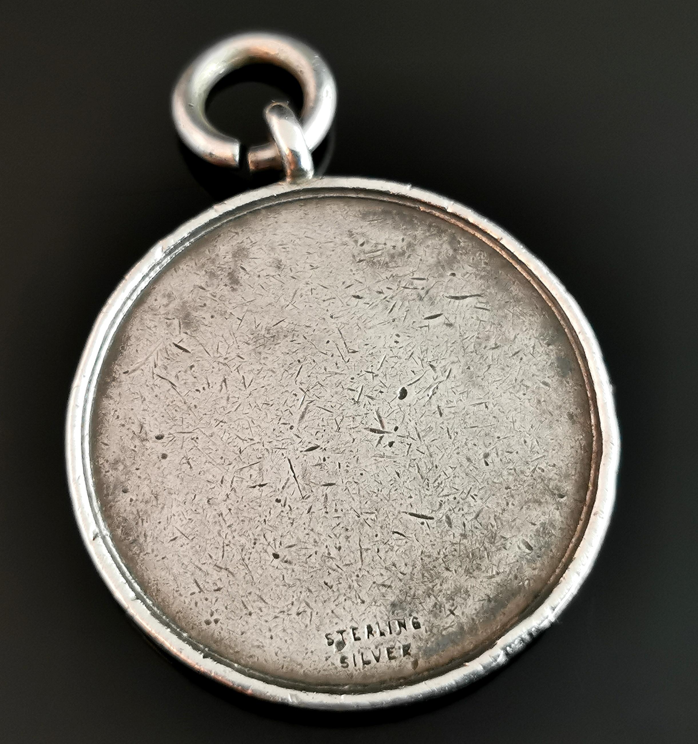 Women's or Men's Antique Sterling Silver Fob Pendant, Watch Fob, Shooting For Sale