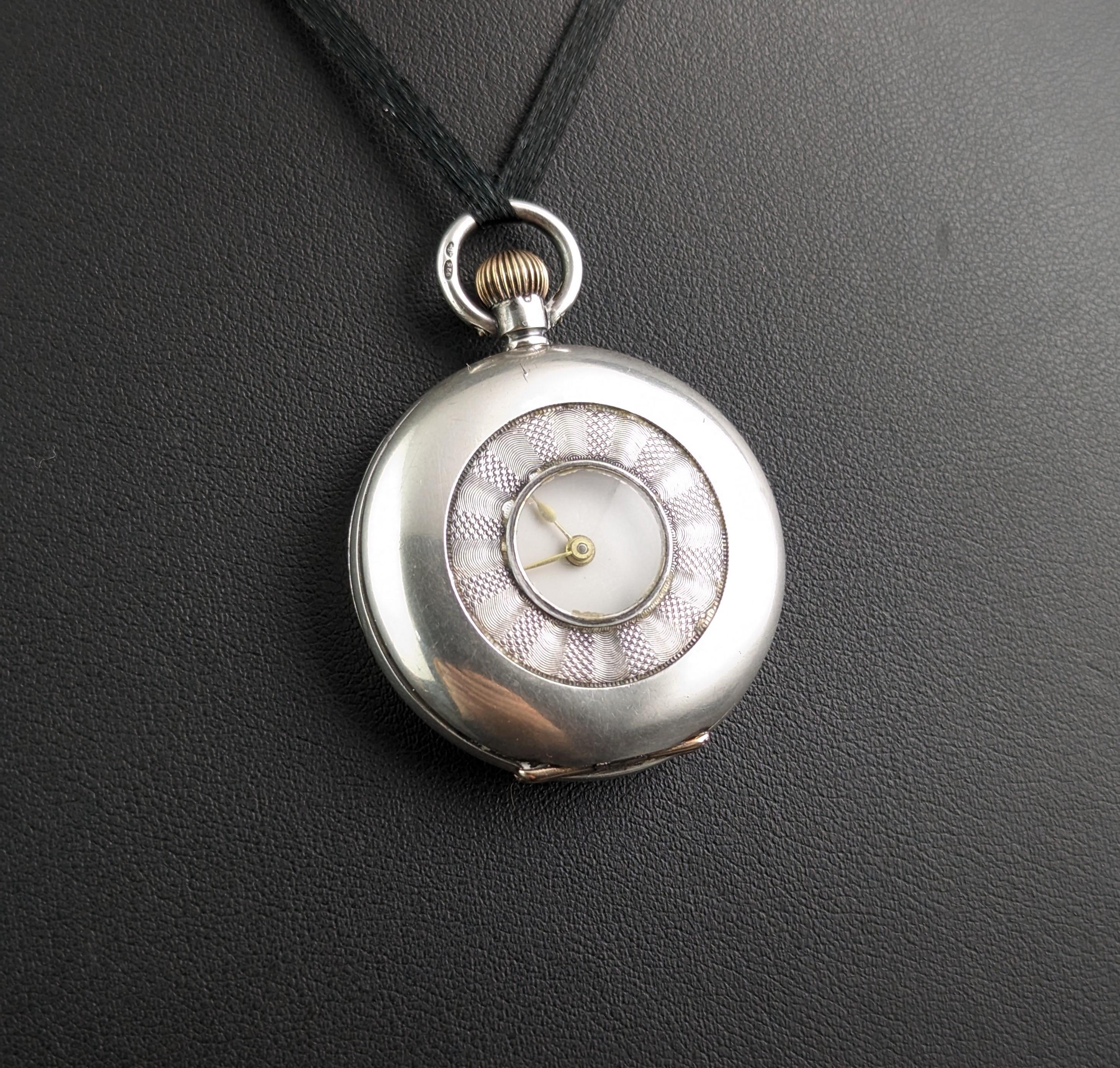 Femenino o masculino Antiguo reloj de bolsillo de plata de ley, reloj de bolsillo