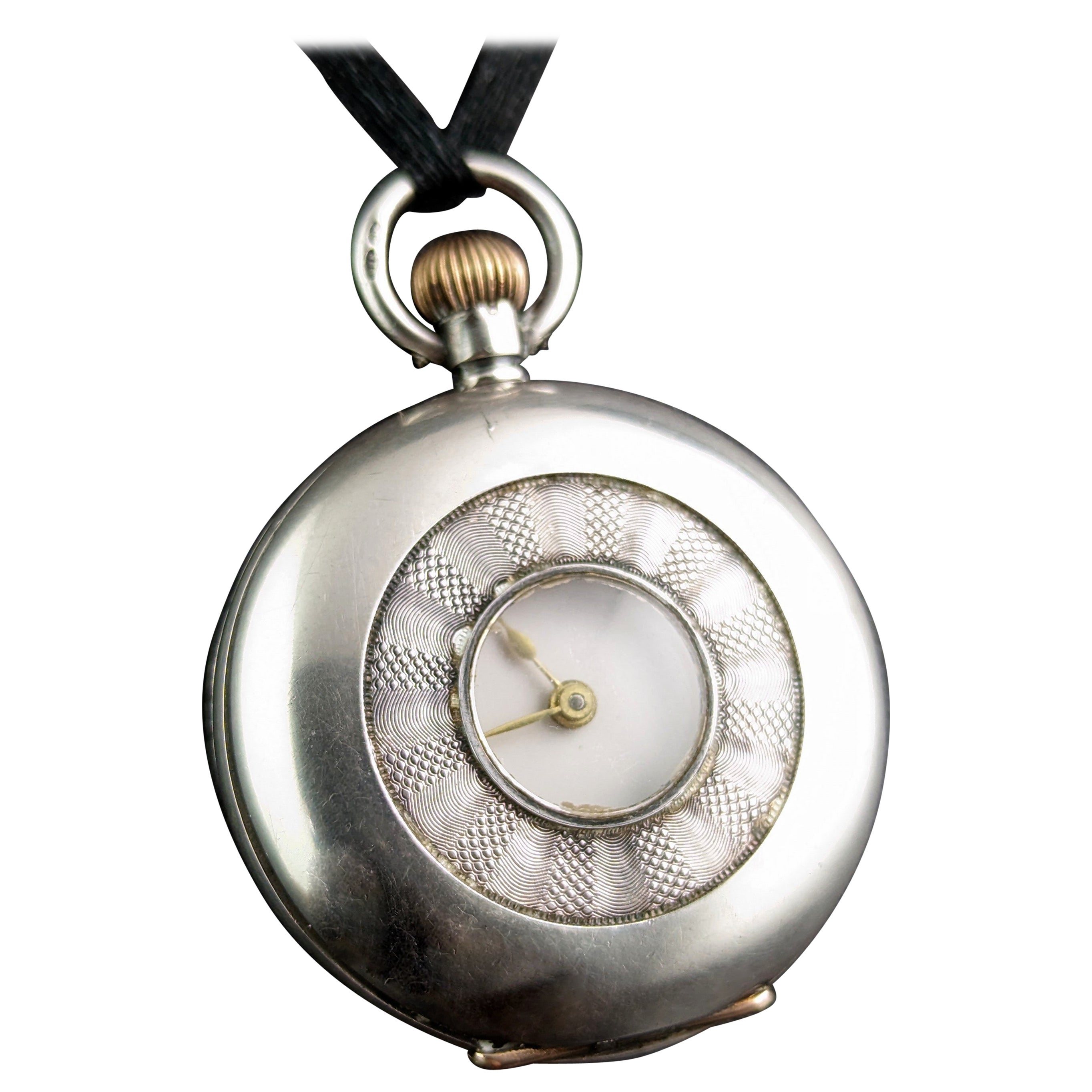Antiguo reloj de bolsillo de plata de ley, reloj de bolsillo