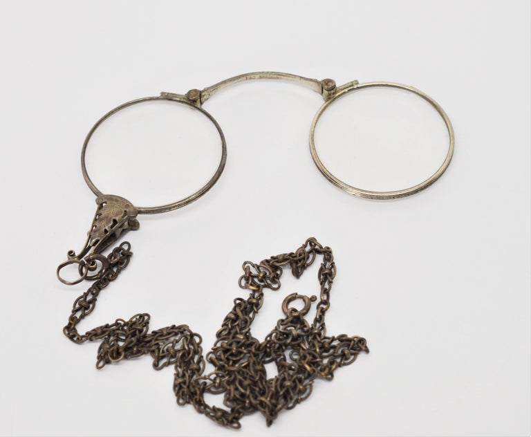 Antique Sterling Silver Folding Opera Glasses with Chain at 1stDibs
