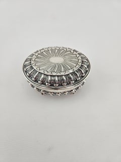 Antique Sterling Silver Footed Jewelry & Ring or Trinket Box