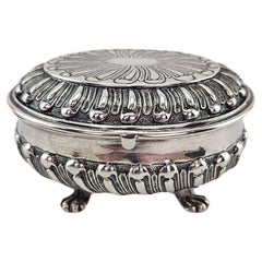 Antique Sterling Silver Footed Jewelry & Ring or Trinket Box