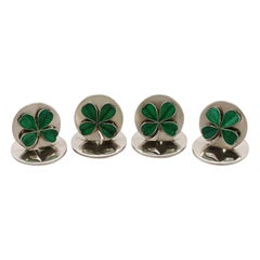 Antique Sterling Silver Four-Leaf Clover Menu / Cardholders