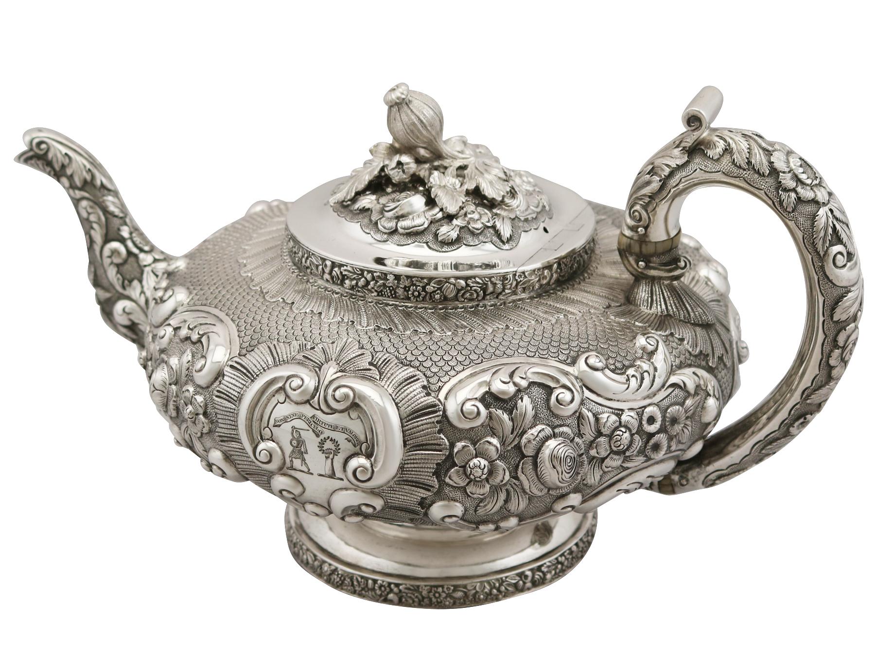 Antique Sterling Silver Four Piece Tea and Coffee Service, 1827 5