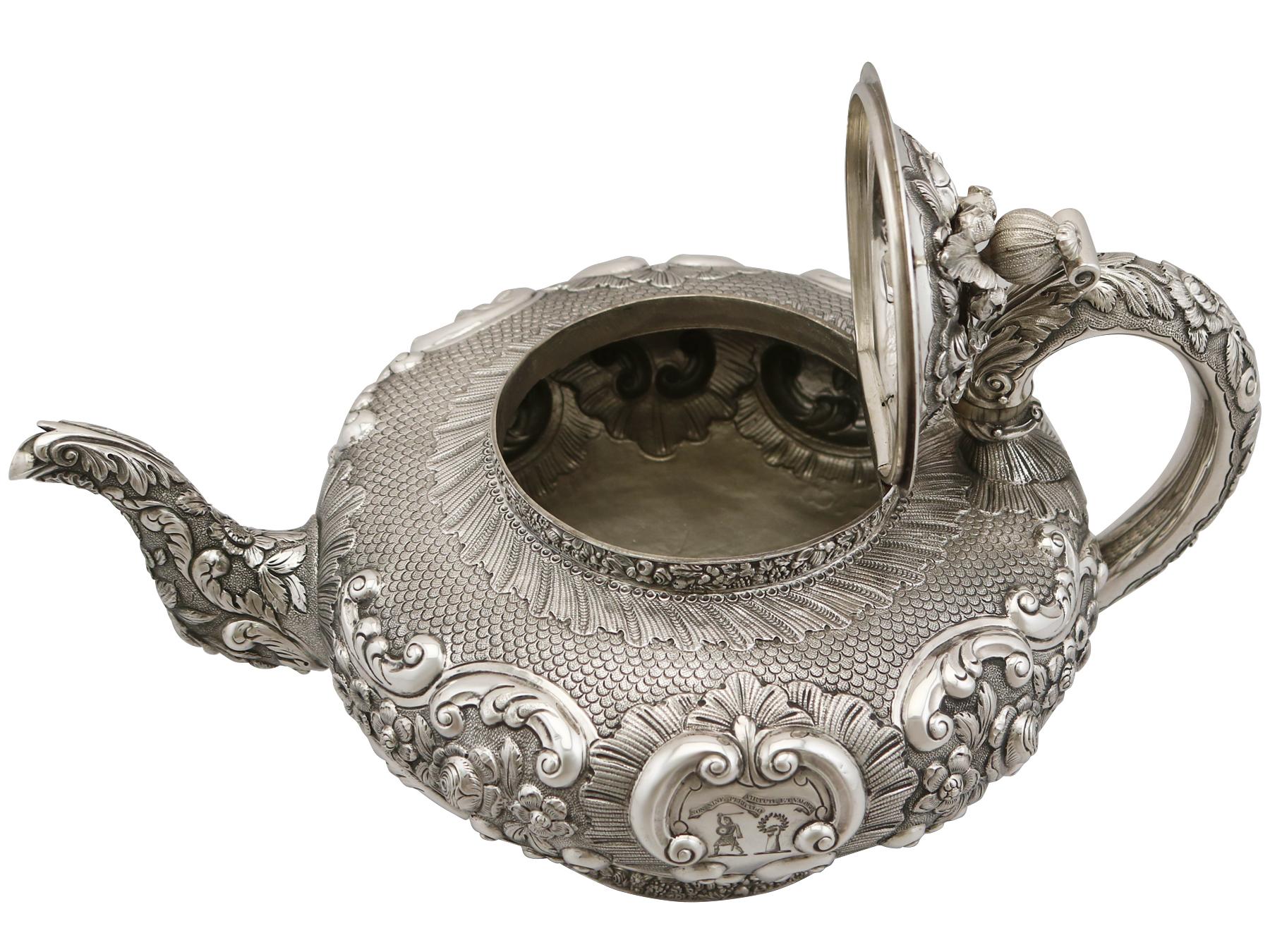 Antique Sterling Silver Four Piece Tea and Coffee Service, 1827 6