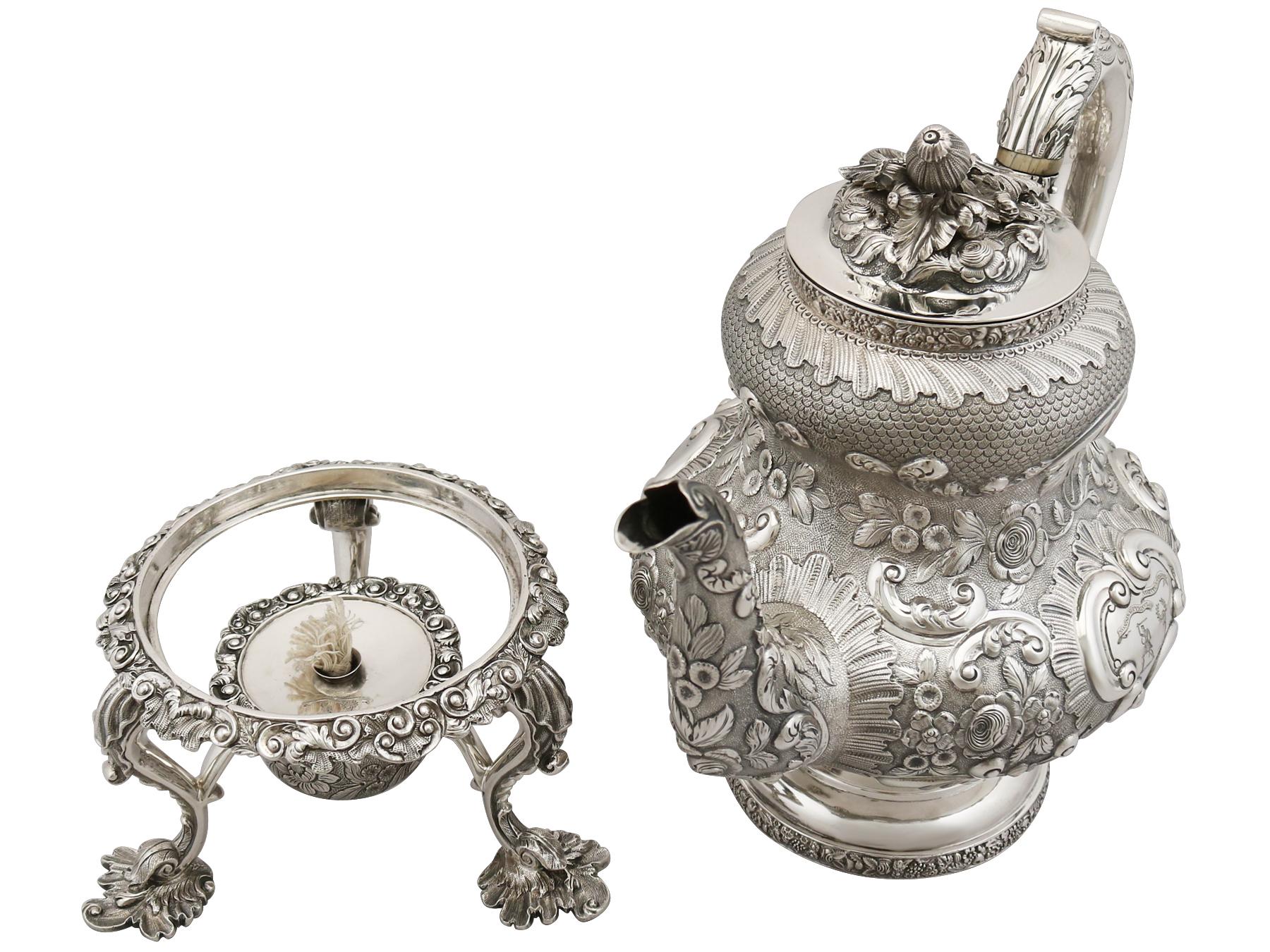 Antique Sterling Silver Four Piece Tea and Coffee Service, 1827 1