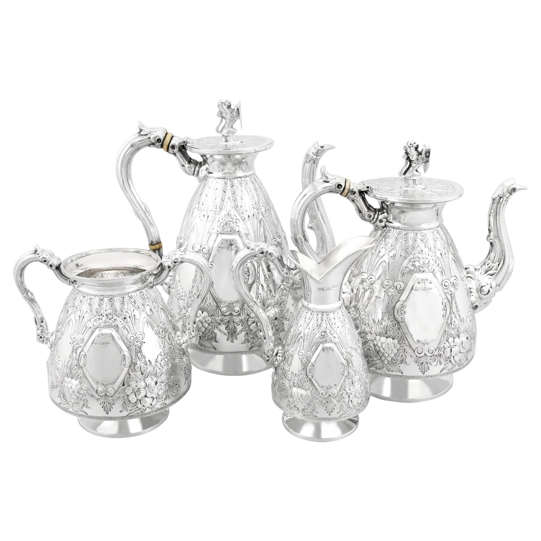 Antique Sterling Silver Four-Piece Tea and Coffee Service For Sale