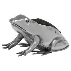 Antikes Frosch-Nackenkissen aus Sterlingsilber, Sydney & Co., Birmingham, 1907