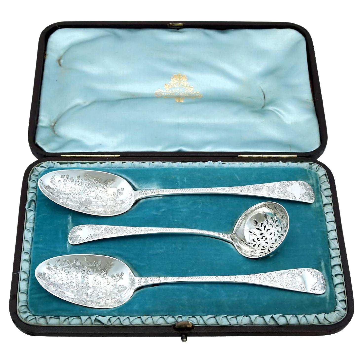 Antique Victorian Sterling Silver Fruit Serving Set For Sale at 1stDibs