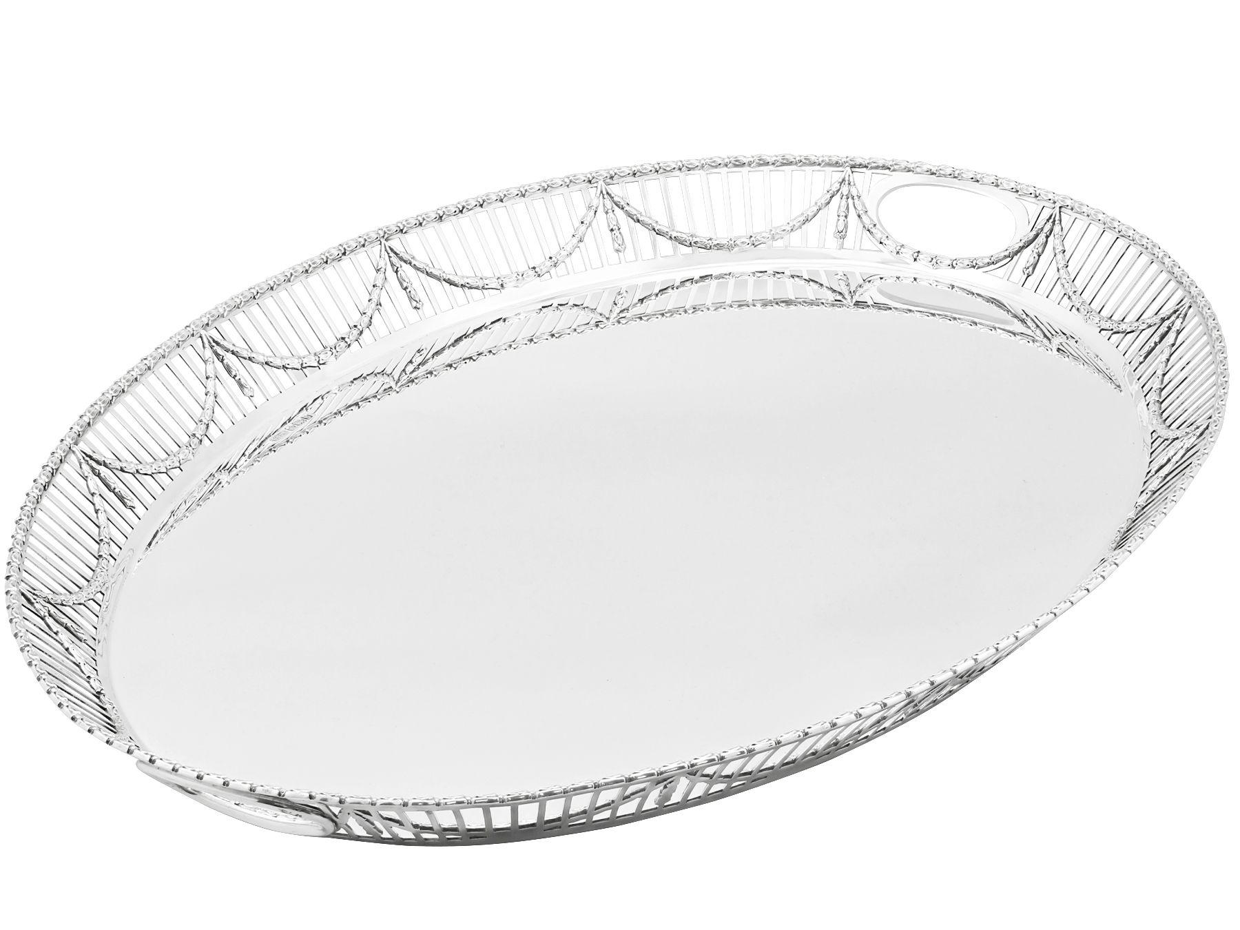 British Antique Sterling Silver Galleried Tray