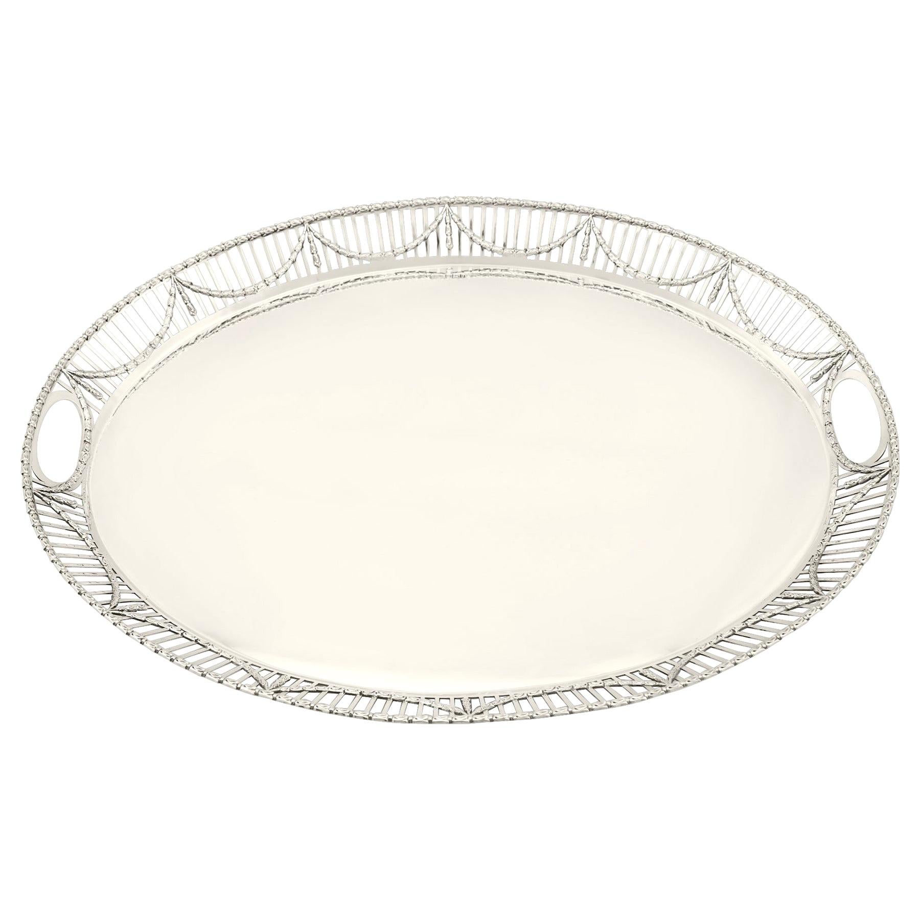 Sterling SilverMounted Inlaid Wood Gallery Tray at 1stDibs