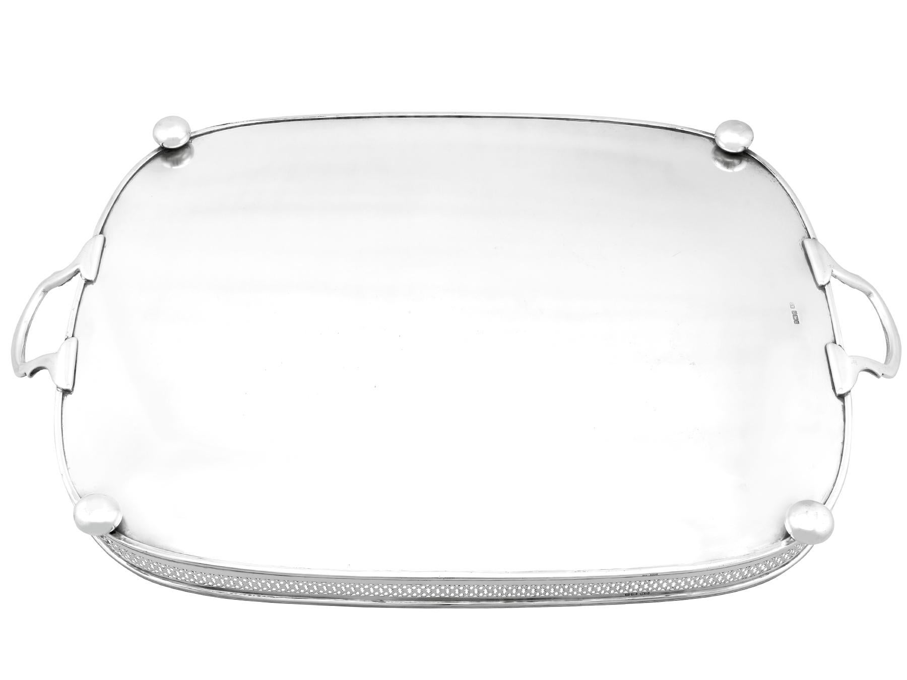 Antique Sterling Silver Gallery Tea Tray For Sale 4
