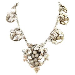 Antique Sterling Silver Georg Jensen Style Art Nouveau Grape Bunch Necklace