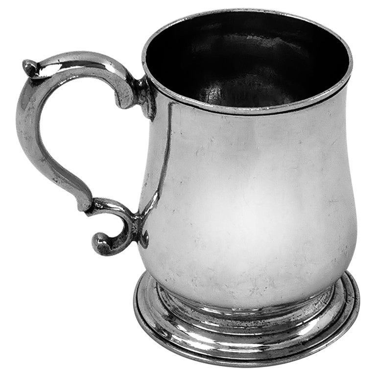 Antique Sterling Silver George II Half Pint Mug 1748 Christening Mug For Sale