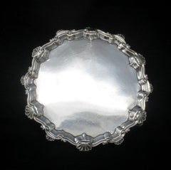 Antique Sterling Silver Georgian Serving Card Tray Eighteenth Century Hallmark