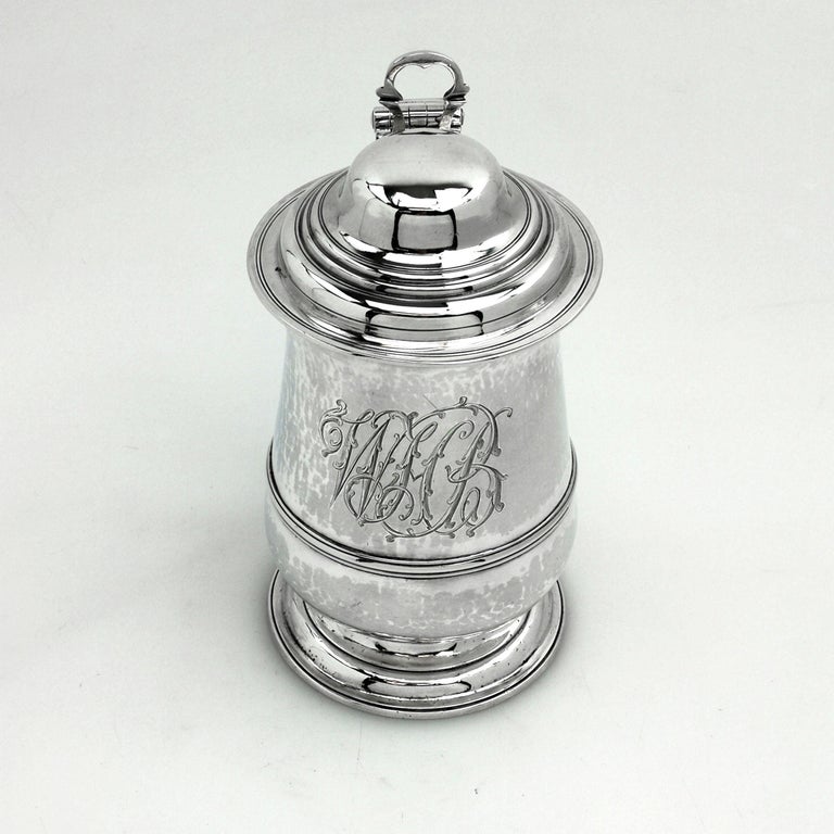 English Antique Sterling Silver Georgian Silver Lidded Tankard/Beer Mug 1780 George III For Sale