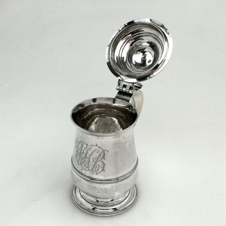 Antique Sterling Silver Georgian Silver Lidded Tankard/Beer Mug 1780 George III In Good Condition For Sale In London, GB