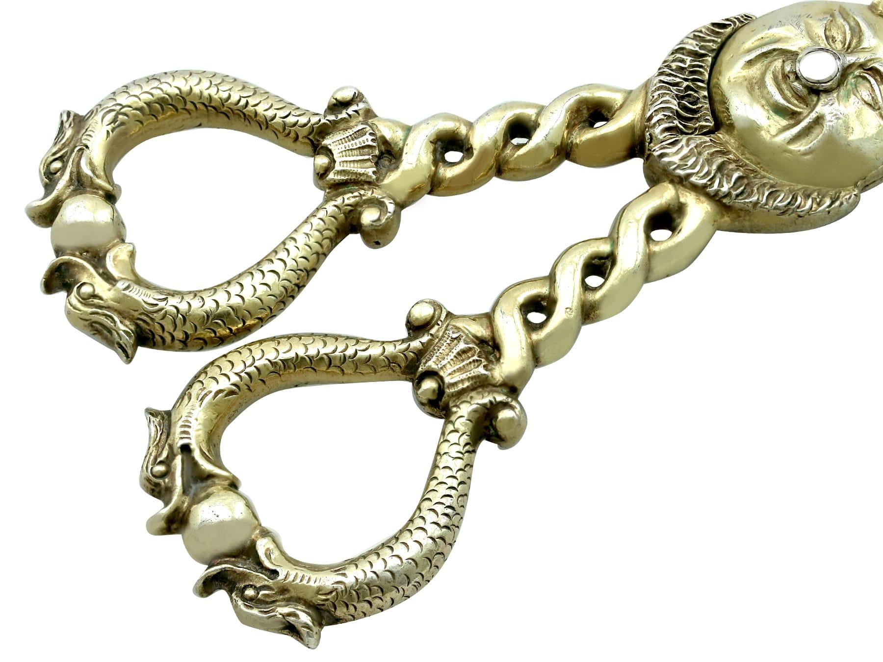 Tijera para uvas antigua de plata de ley dorada '1854 en venta 1