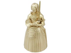 Antique Sterling Silver Gilt Joan of Arc Table Bell
