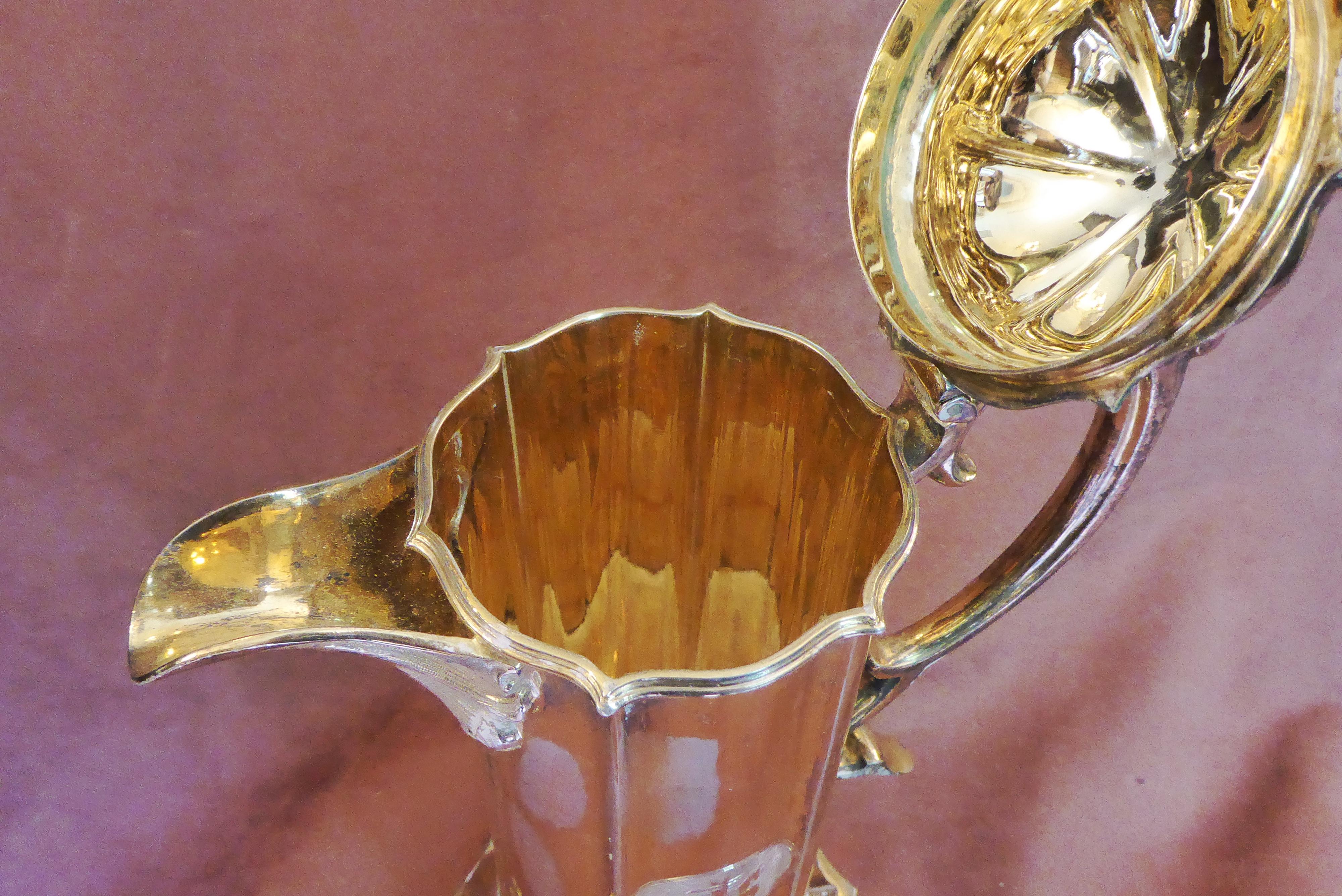 Antique Sterling Silver Gilt Wine Flagon, 1880 For Sale 2