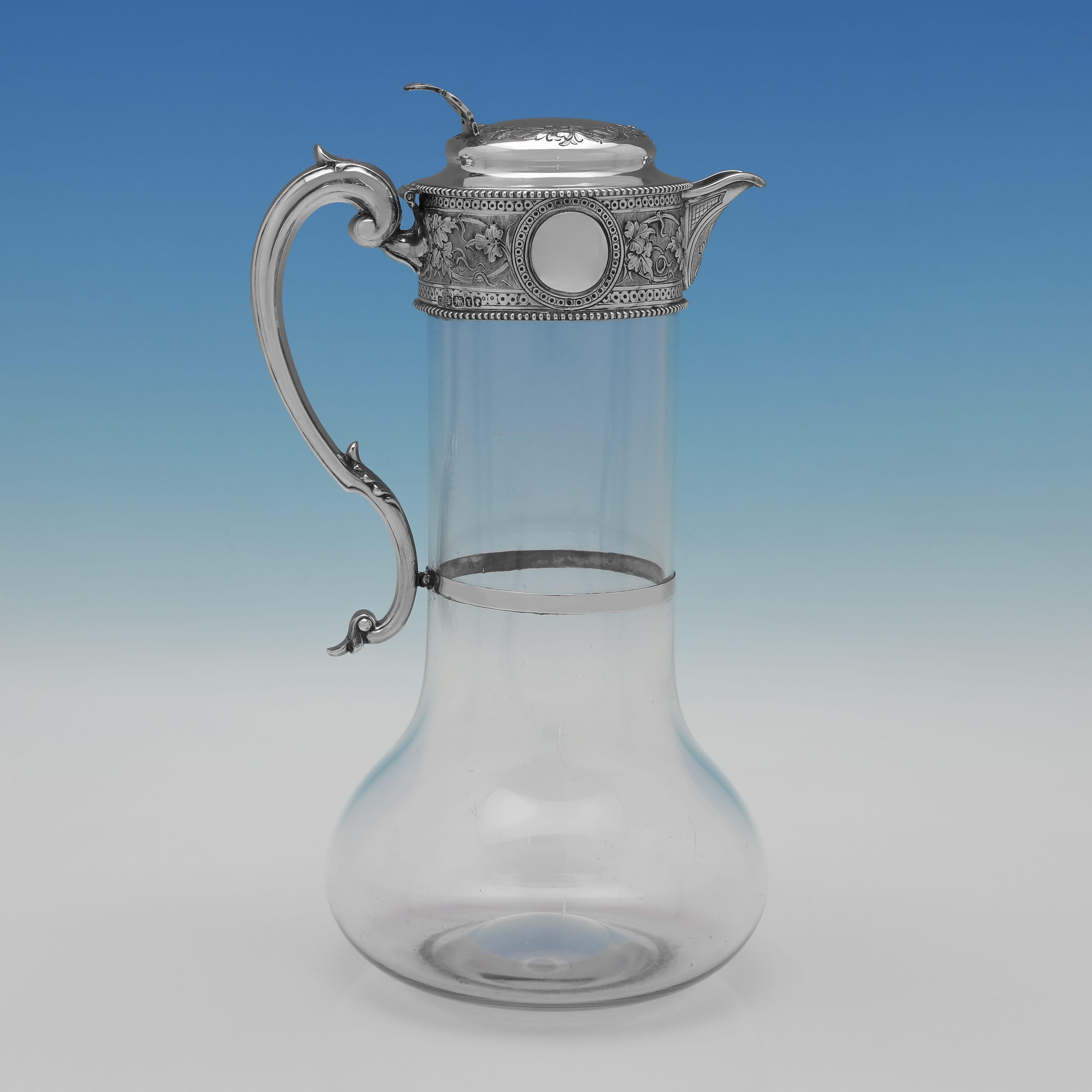 Antike Sterling Silber & Glas Claret Krug von W & G Sissons Sheffield 1891 (Viktorianisch) im Angebot