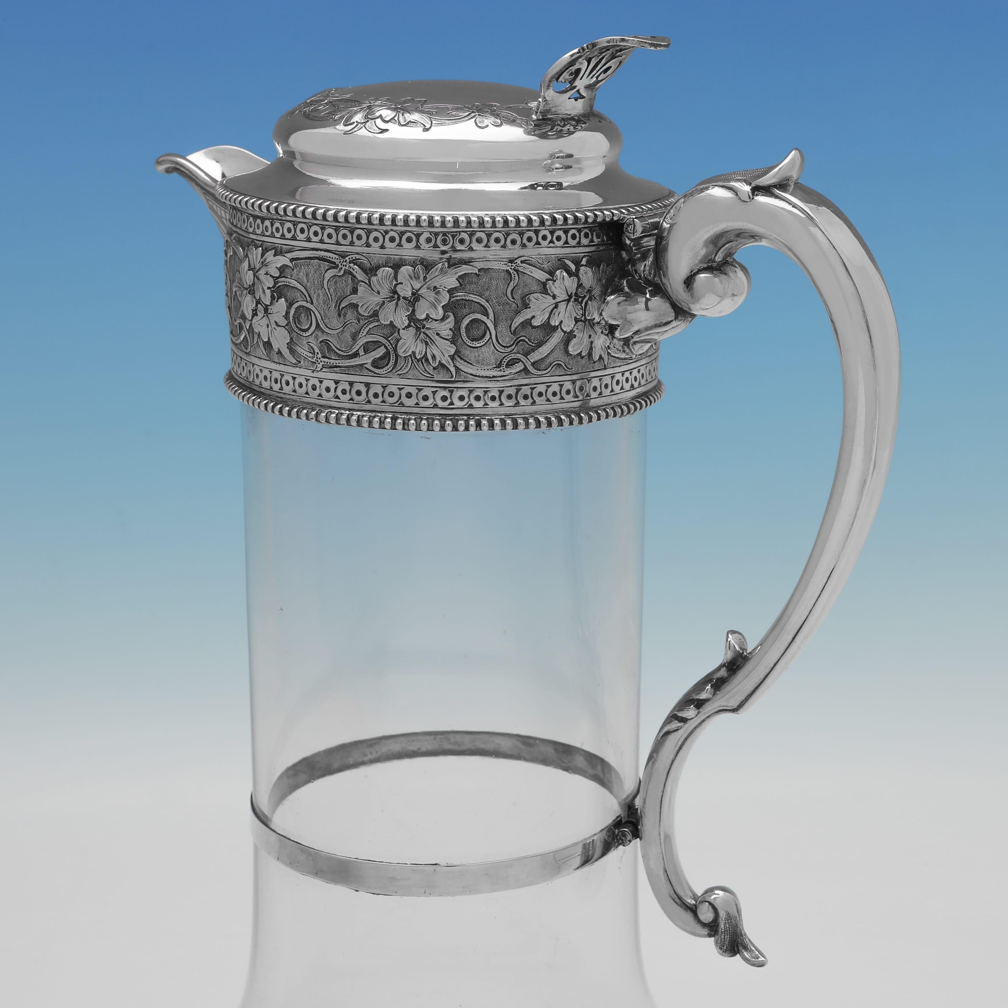 Antike Sterling Silber & Glas Claret Krug von W & G Sissons Sheffield 1891 (Englisch) im Angebot