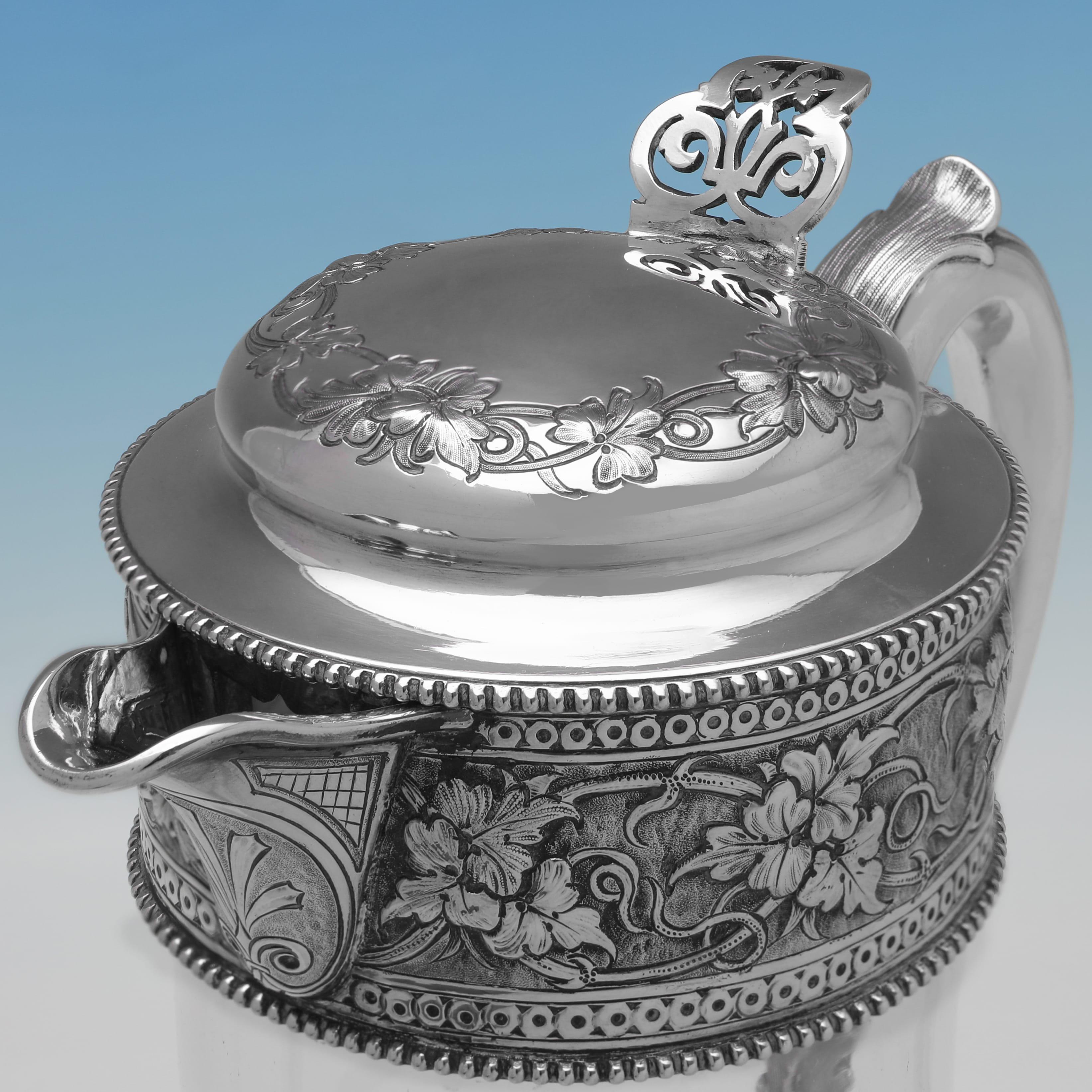 Antike Sterling Silber & Glas Claret Krug von W & G Sissons Sheffield 1891 (Spätes 19. Jahrhundert) im Angebot