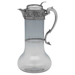 Antique Sterling Silver & Glass Claret Jug by W & G Sissons Sheffield 1891