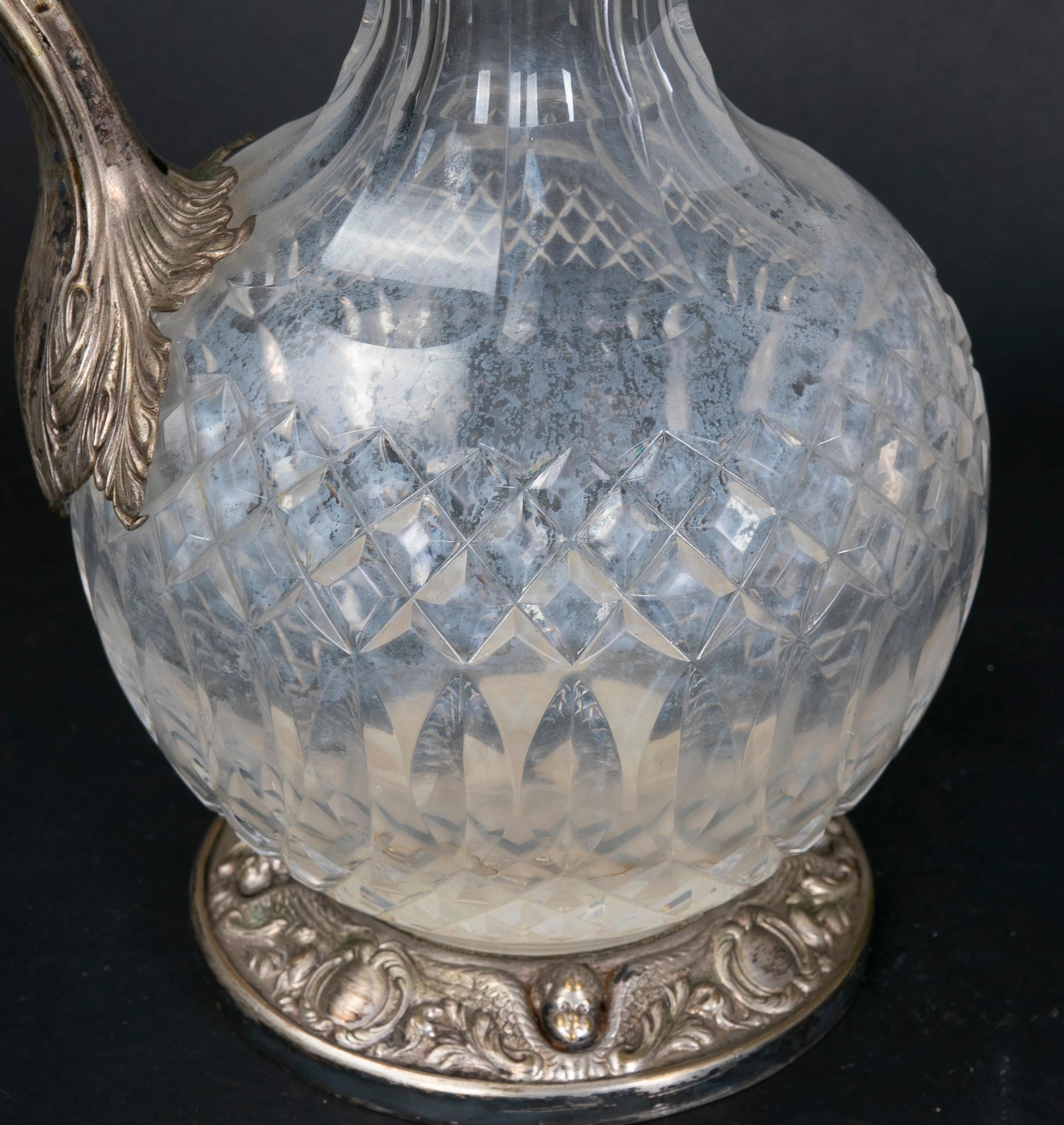 Antiker Krug aus Sterlingsilber und Glas von Topazio Portugal im Angebot 4