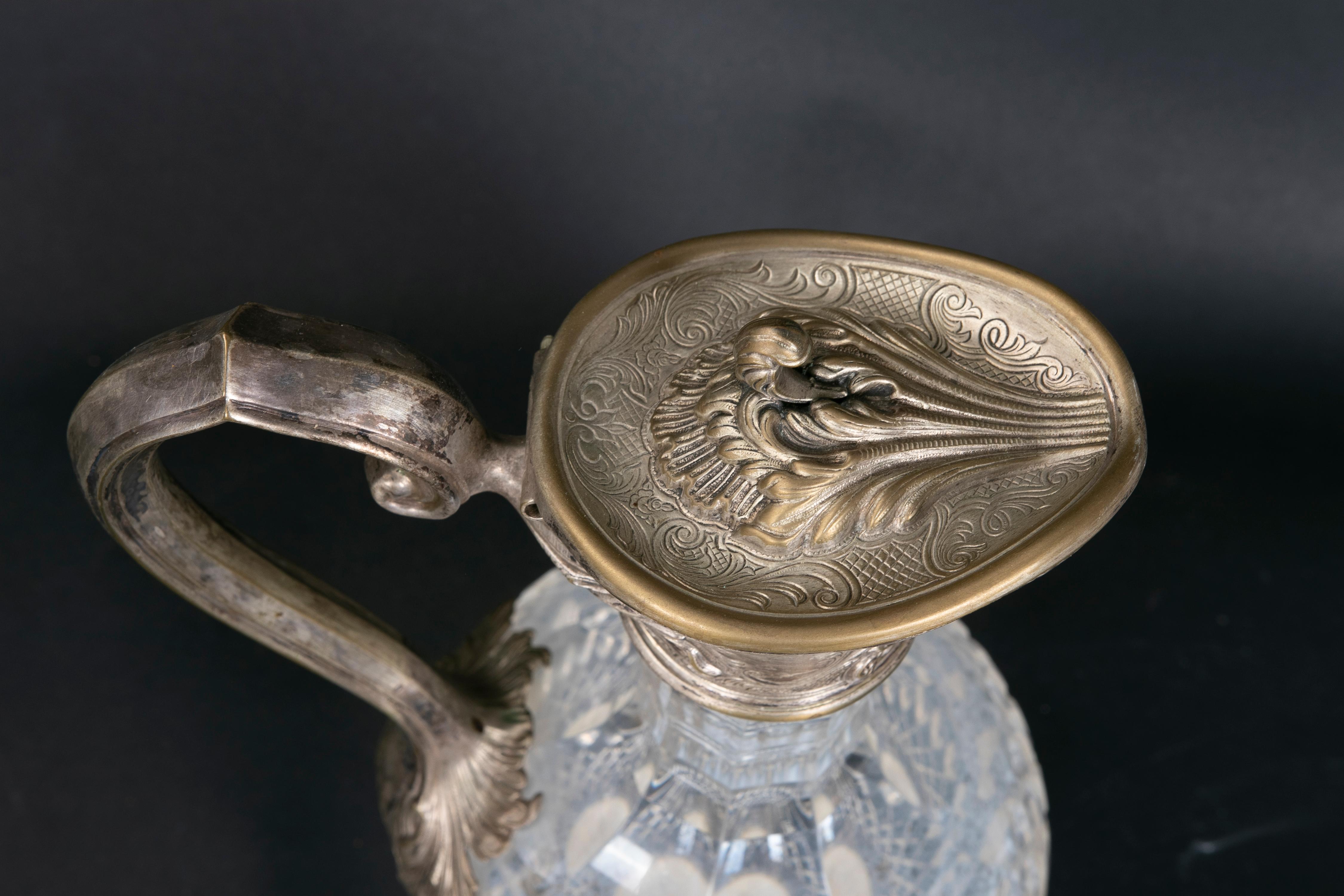 Antiker Krug aus Sterlingsilber und Glas von Topazio Portugal im Angebot 5
