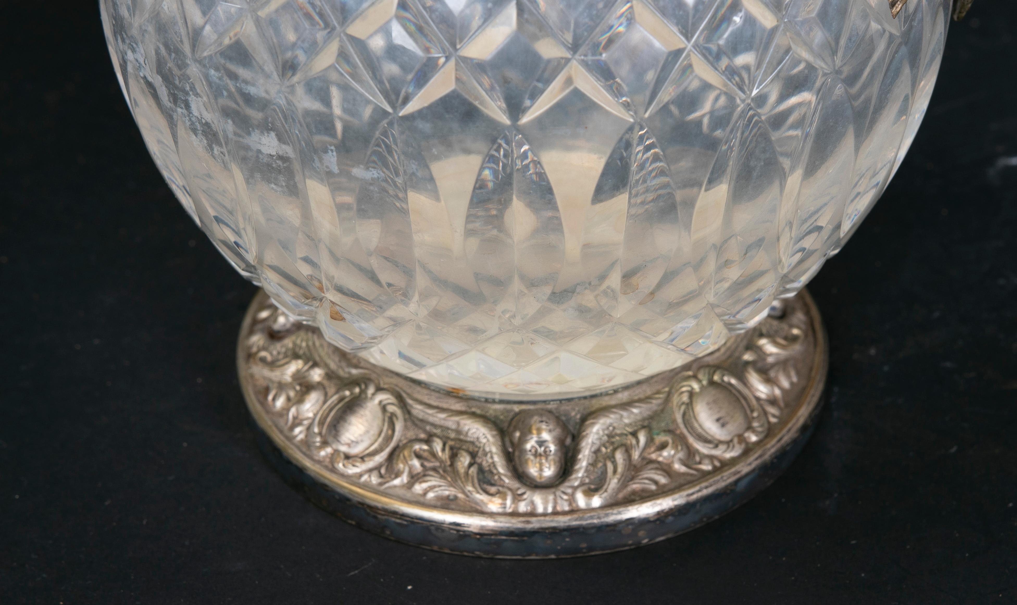 Antique Sterling Silver & Glass Claret Jug Topazio Portugal For Sale 5