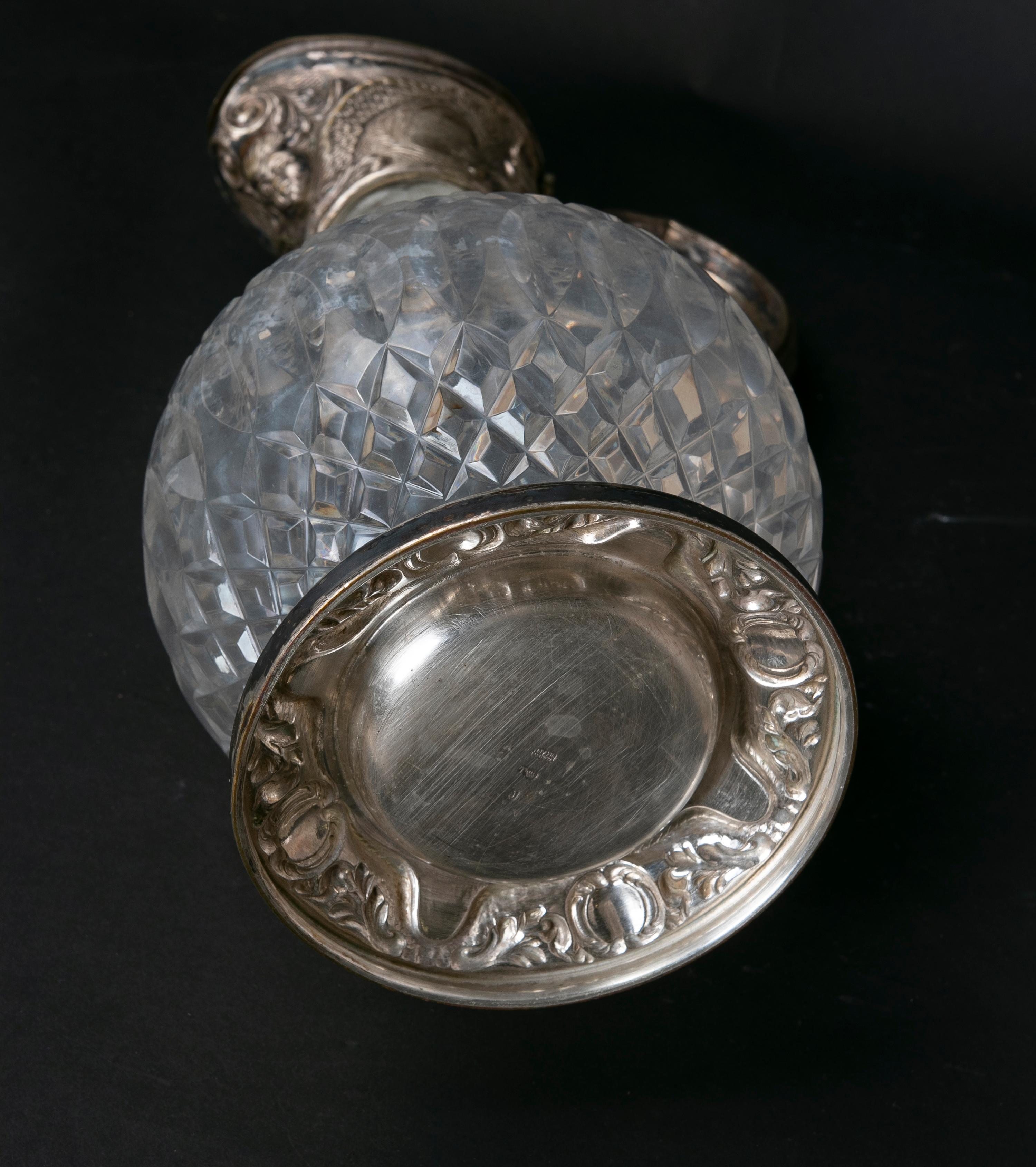 Antique Sterling Silver & Glass Claret Jug Topazio Portugal For Sale 7