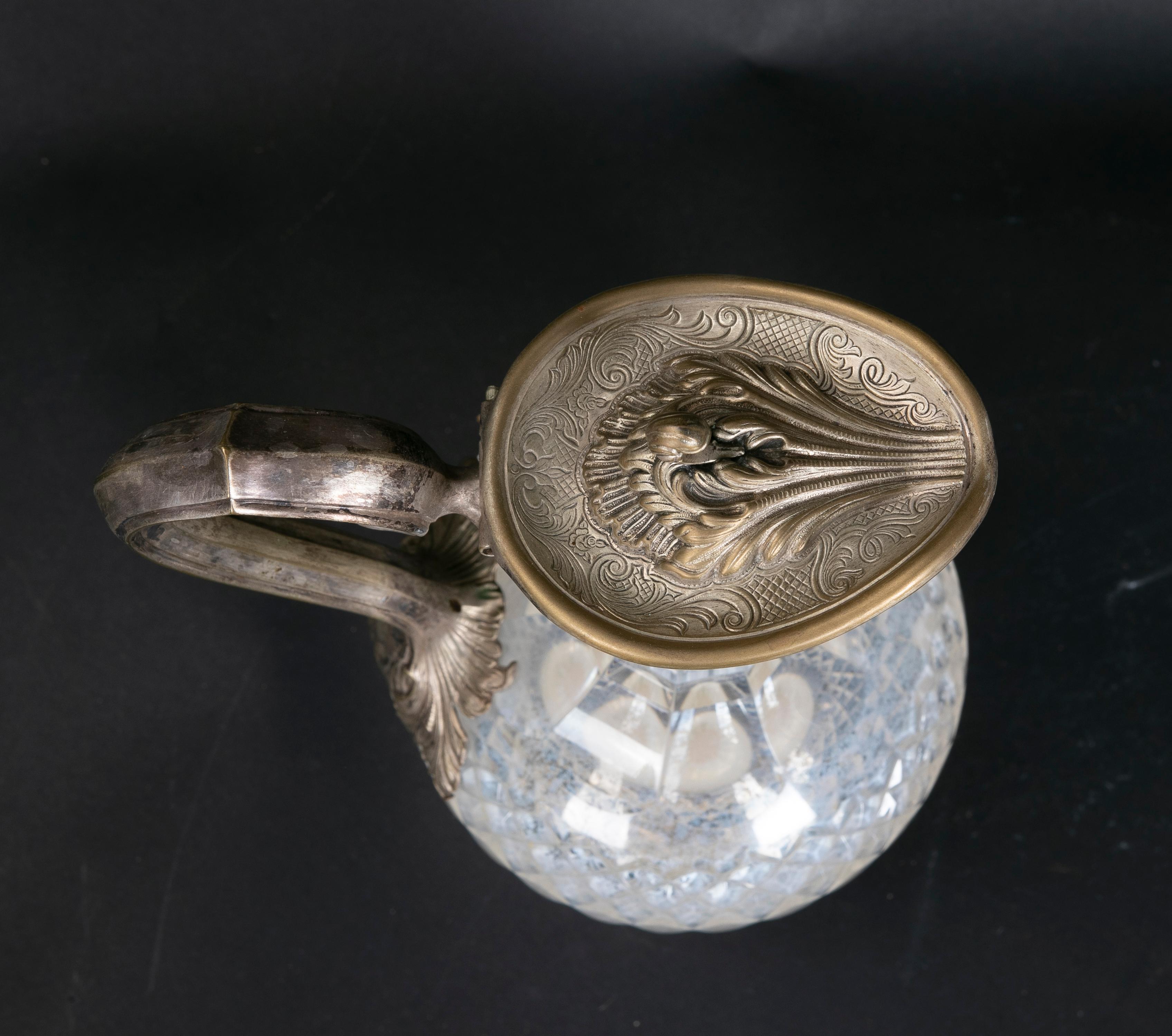 Antique Sterling Silver & Glass Claret Jug Topazio Portugal For Sale 2