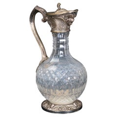 Antique Sterling Silver & Glass Claret Jug Topazio Portugal