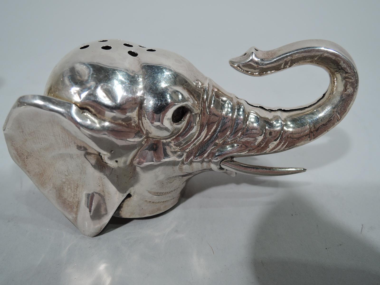 Antique Sterling Silver and Glass Elephant Sugar Caster In Excellent Condition In New York, NY