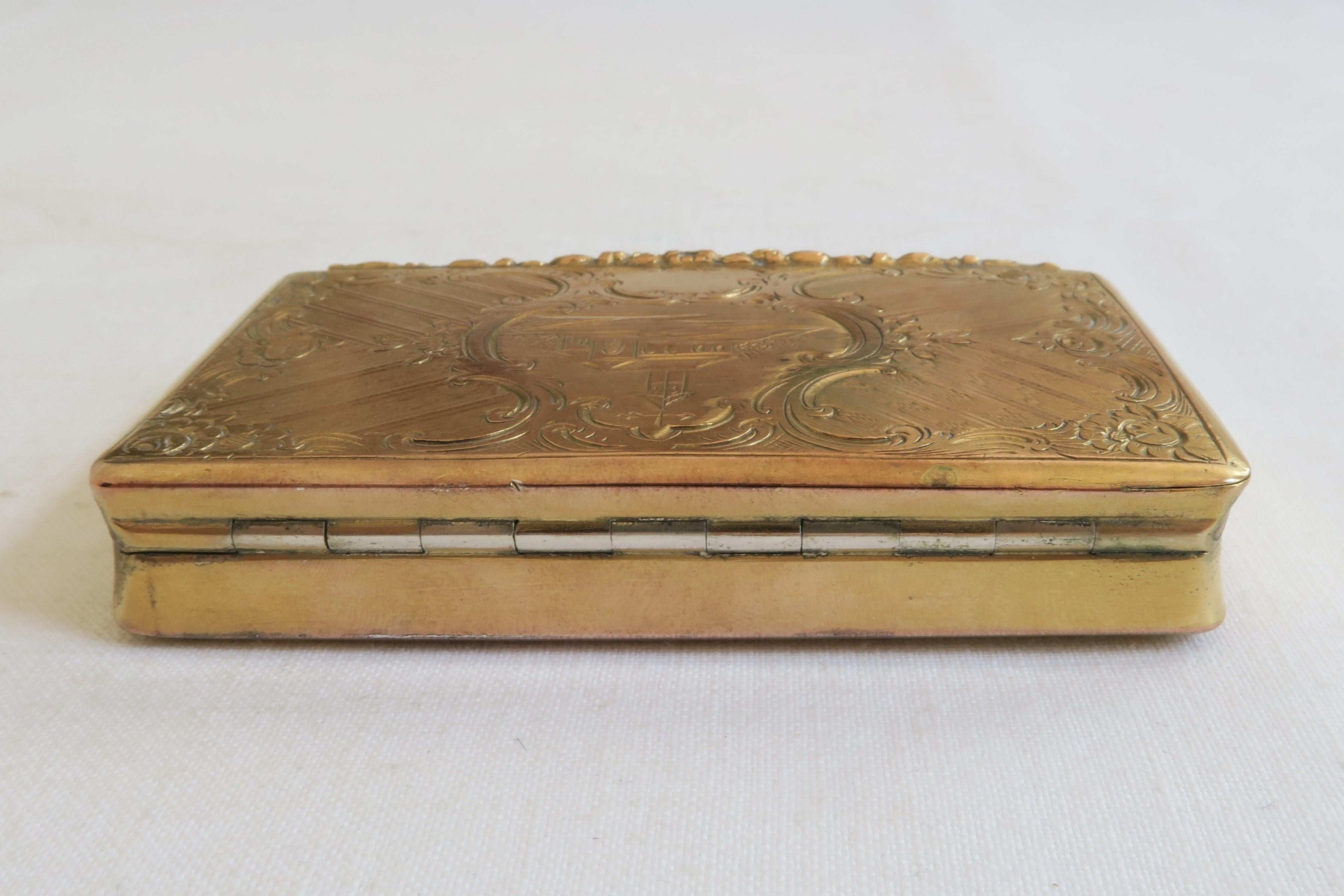 Austrian Antique Sterling Silver Gold Plated Snuff Box with Architectural Motif For Sale