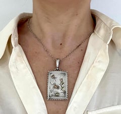Antique Sterling Silver & Gold Rectangular Victorian Locket, Circa 1900